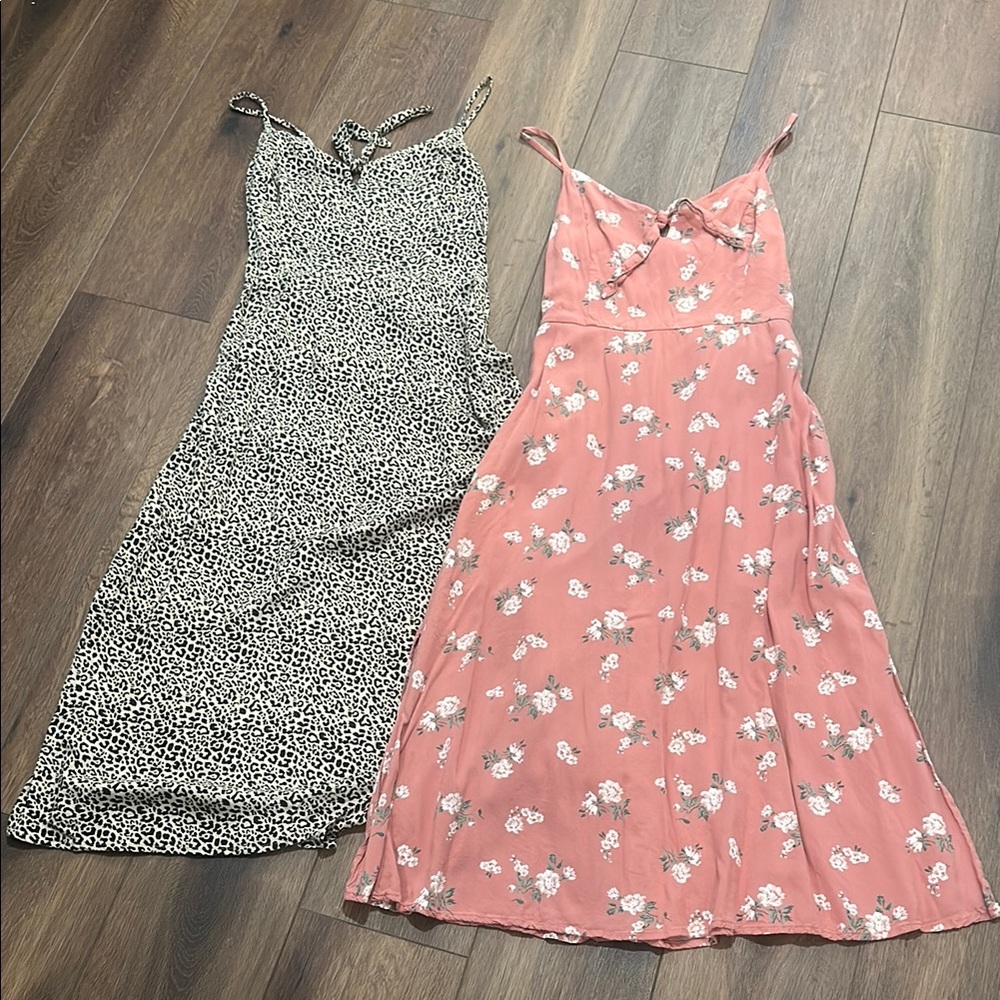 Bundle of 2 Hollister Floral Pink and Black Patterned Dresses S